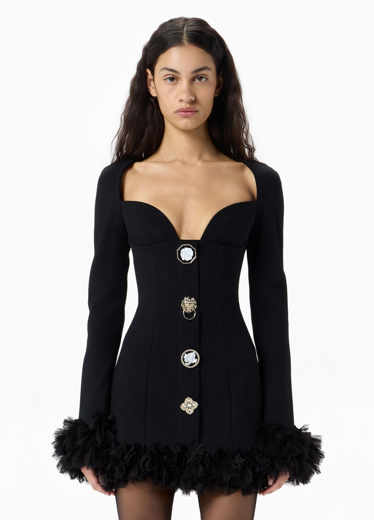 Robe courte en cr&ecirc;pe cady &agrave; boutons bijoux  Blumarine - medium