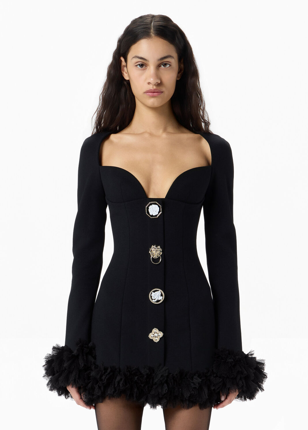 Robe courte en cr&ecirc;pe cady &agrave; boutons bijoux  Blumarine - large image number 0