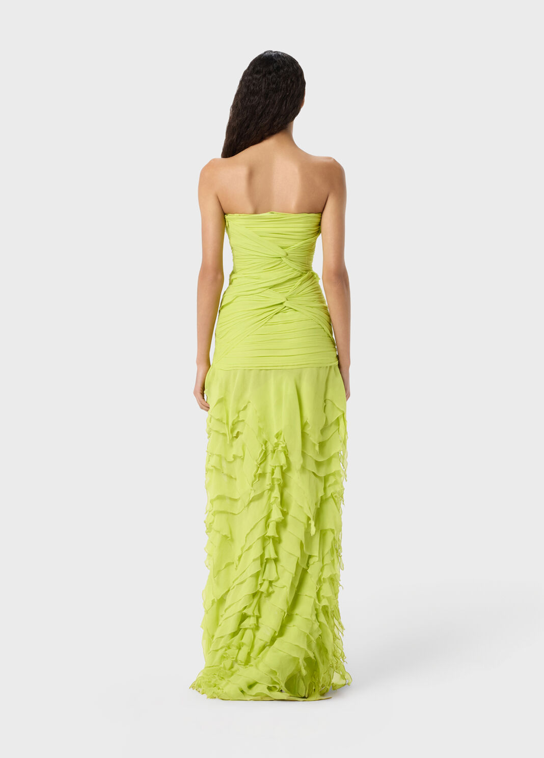 Long georgette dress with twisted bodice and ruffles  Blumarine - large image number 1