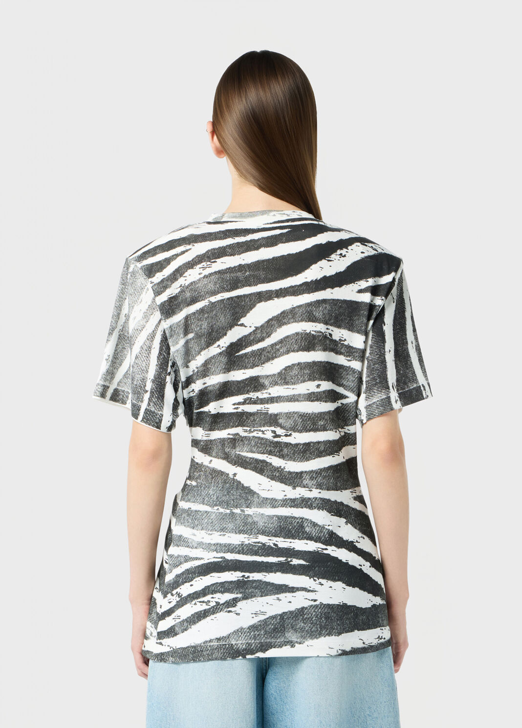 Printed ribbed T-shirt with metal dolphin detail  Blumarine - large image number 1