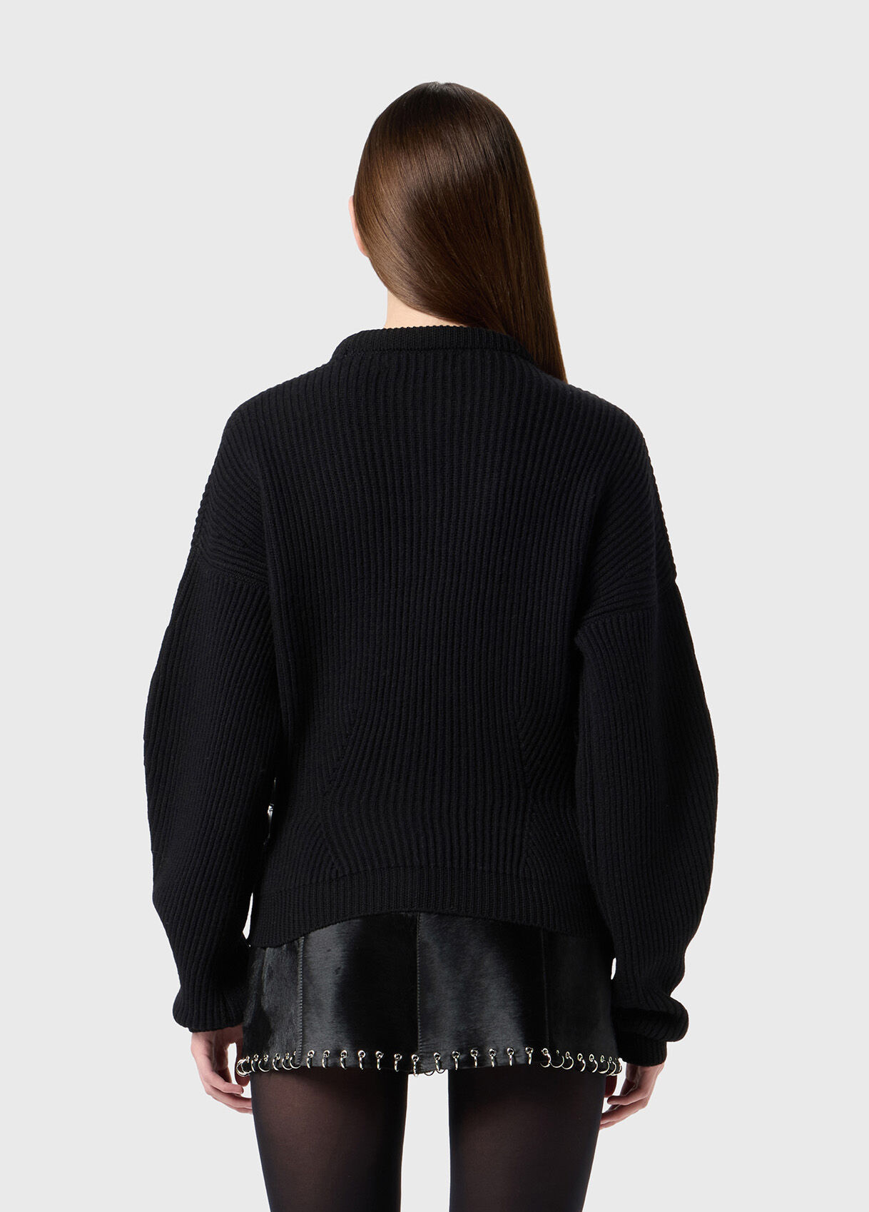 Ribbed wool sweater with straps and buckles - Blumarine