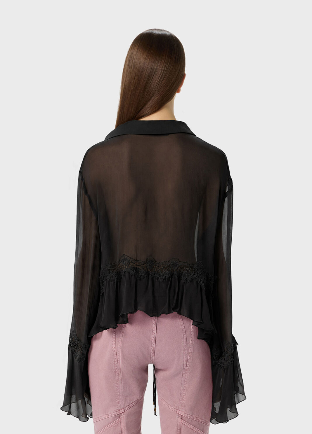 Crepe de chine and lace asymmetrical shirt  Blumarine - large image number 1