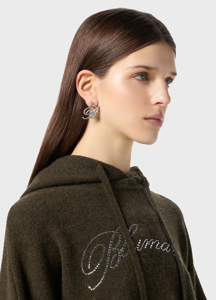 Stud earrings with b monogram in rhinestones  Blumarine - medium