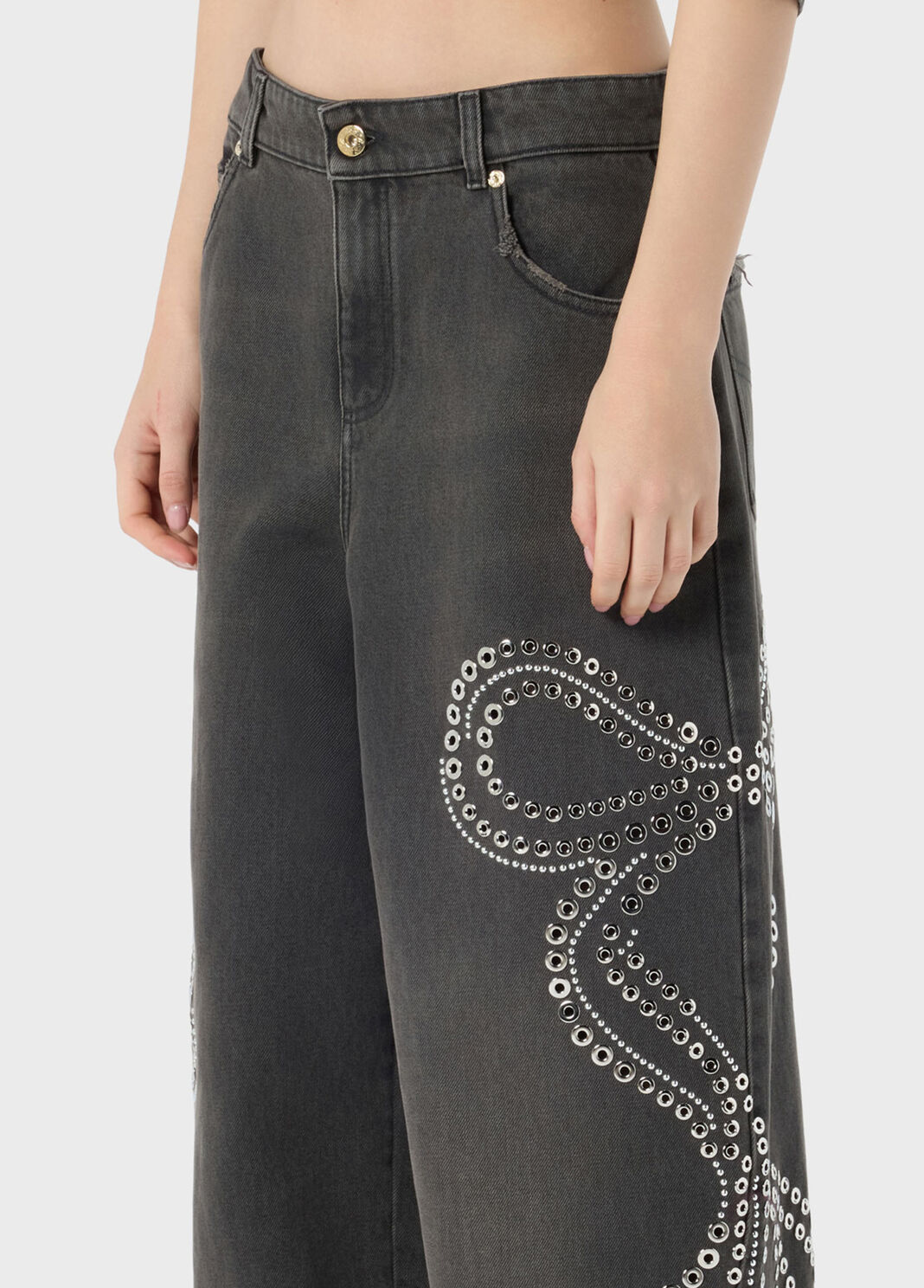 Baggy jeans with stud and eyelet embellishment  Blumarine - large image number 2