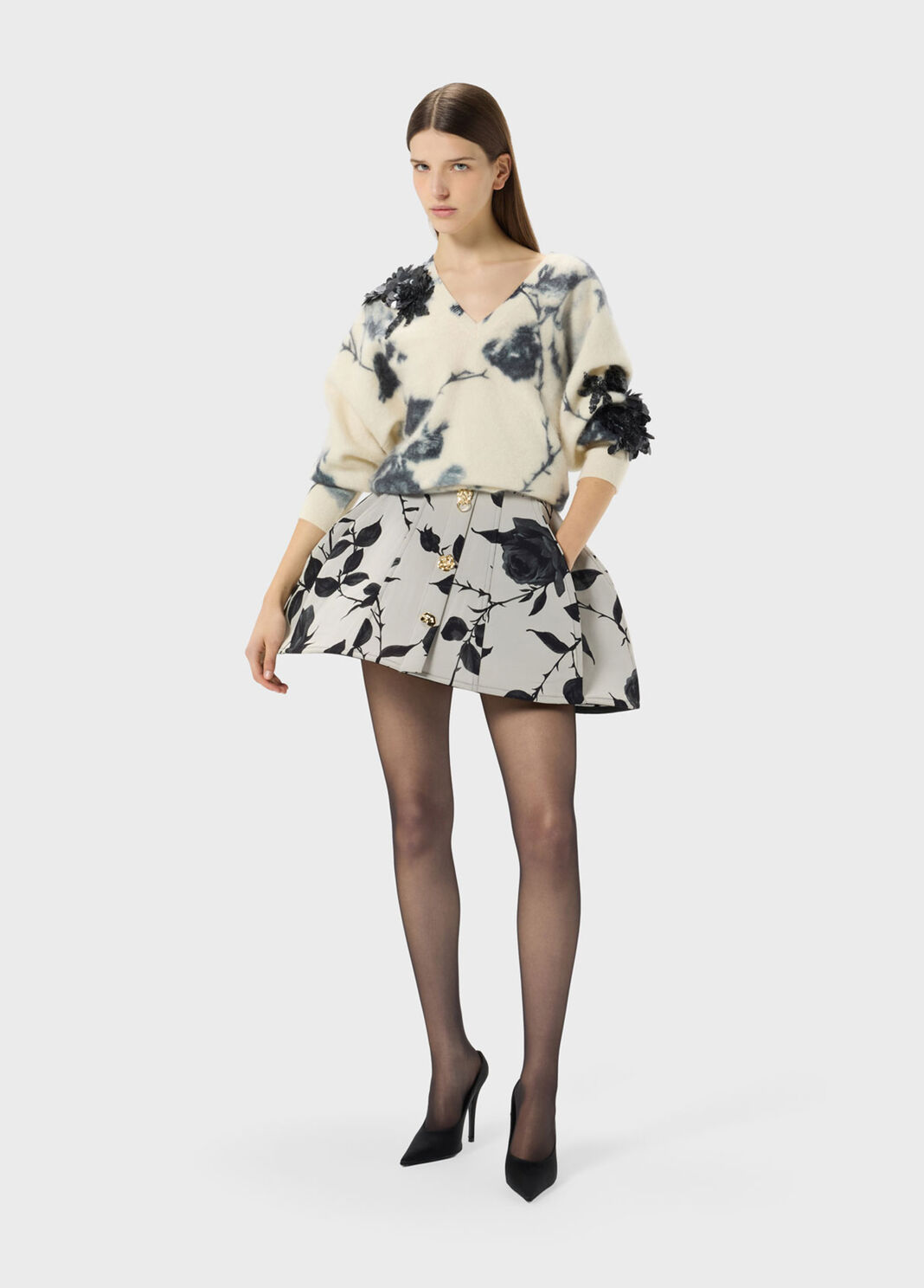 Cashmere and wool jumper with 3D flower print  Blumarine - large image number 3