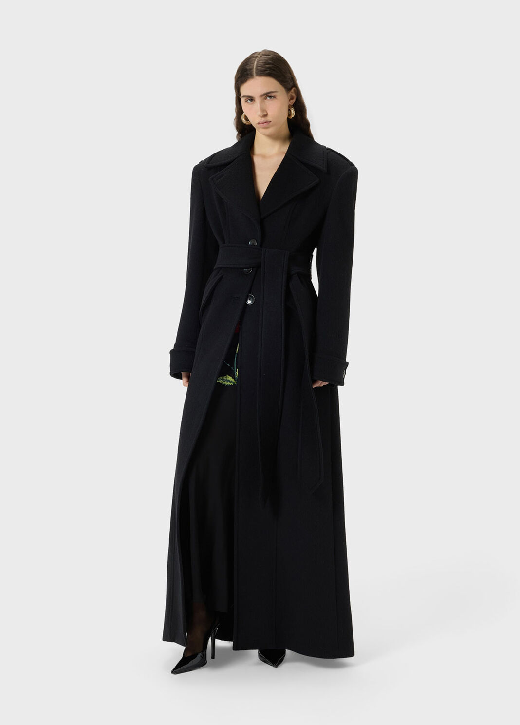 Full-length fabric coat with belt  Blumarine - large image number 3