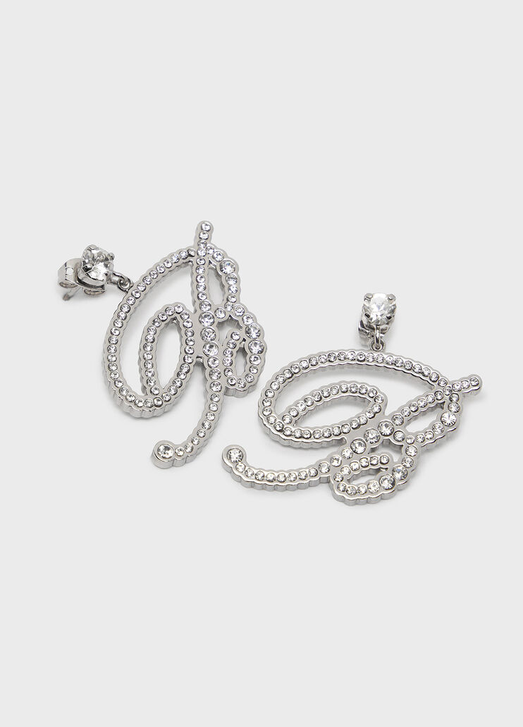Stud earrings with b monogram in rhinestones  Blumarine - large image number 3
