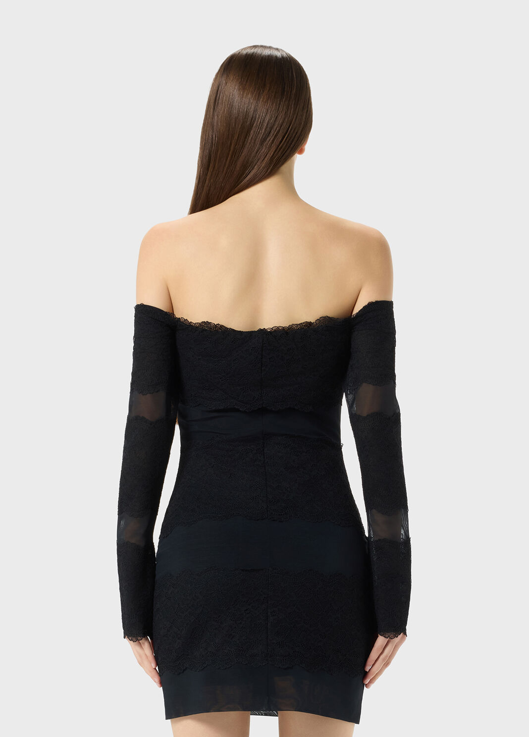 Off-the-shoulder tulle dress with lace inserts  Blumarine - large image number 1