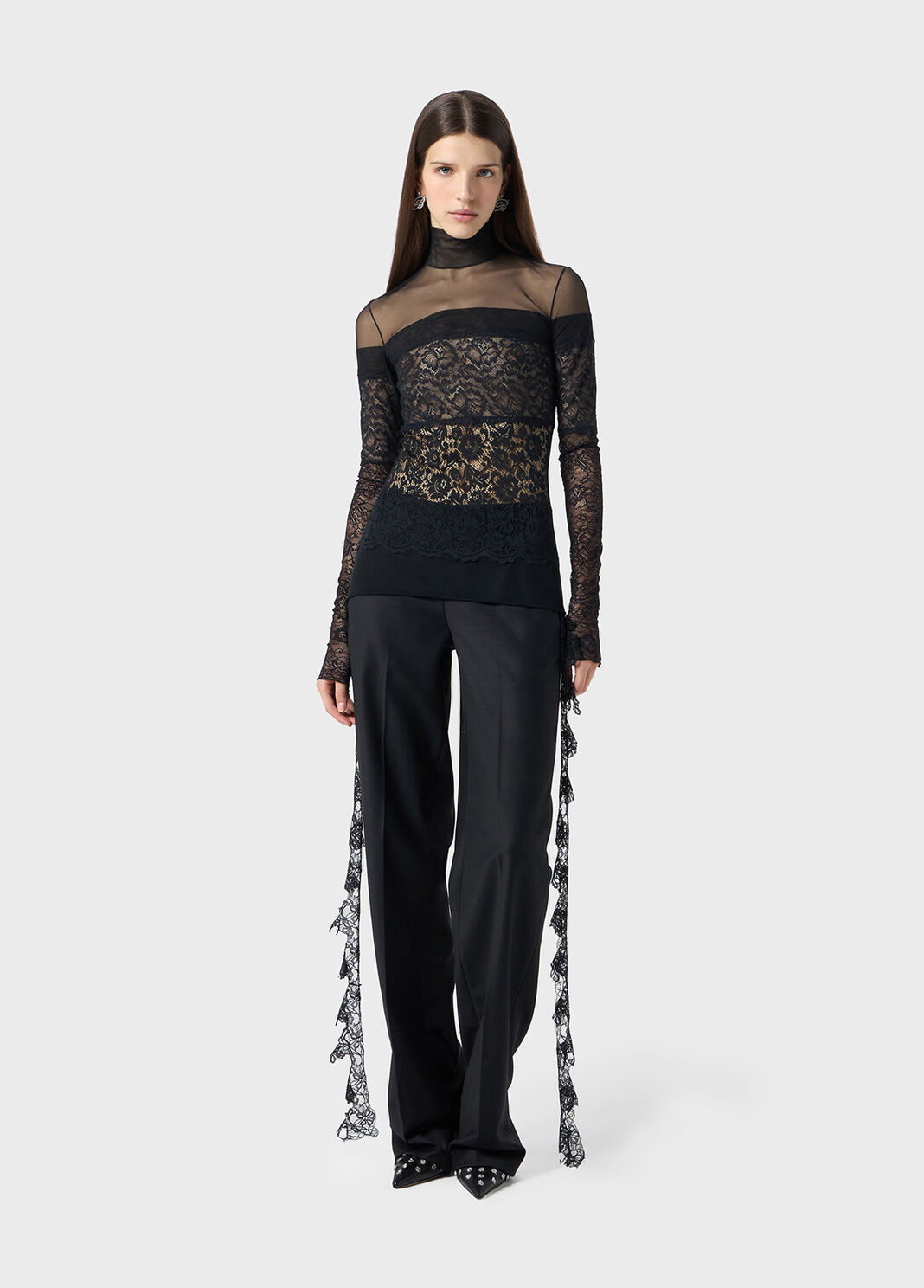 Twill pants with scalloped lace  Blumarine - large image number 3