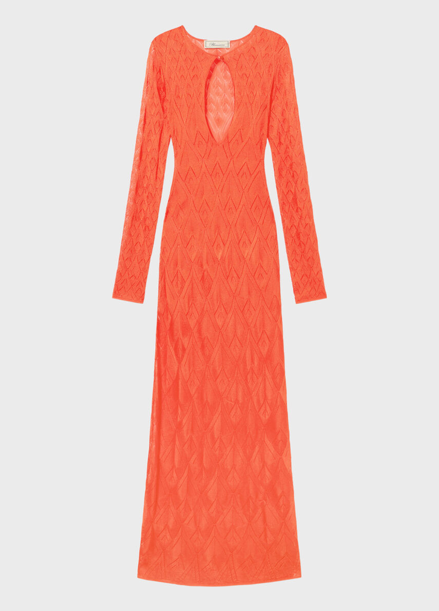 Long viscose dress with geometric openwork - Blumarine