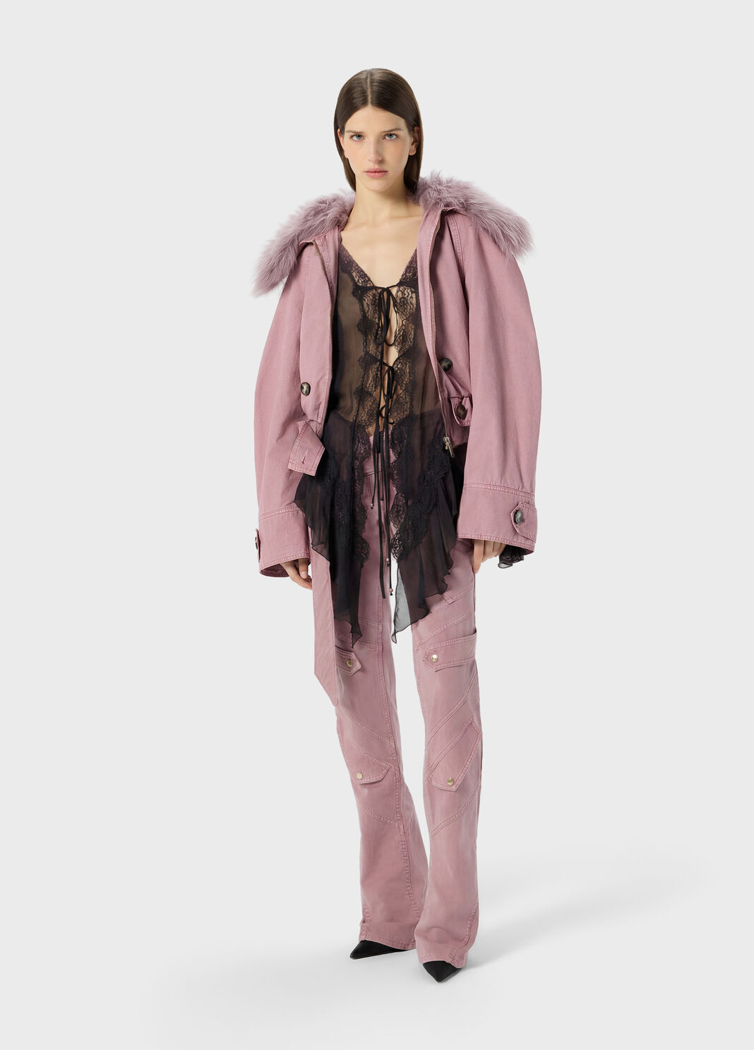 Crepe de chine and lace asymmetrical shirt  Blumarine - large image number 3
