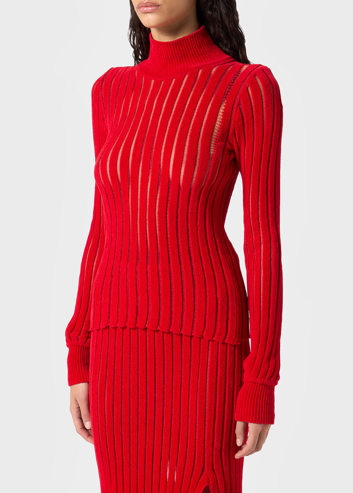 Ribbed see-through knit turtleneck - Blumarine