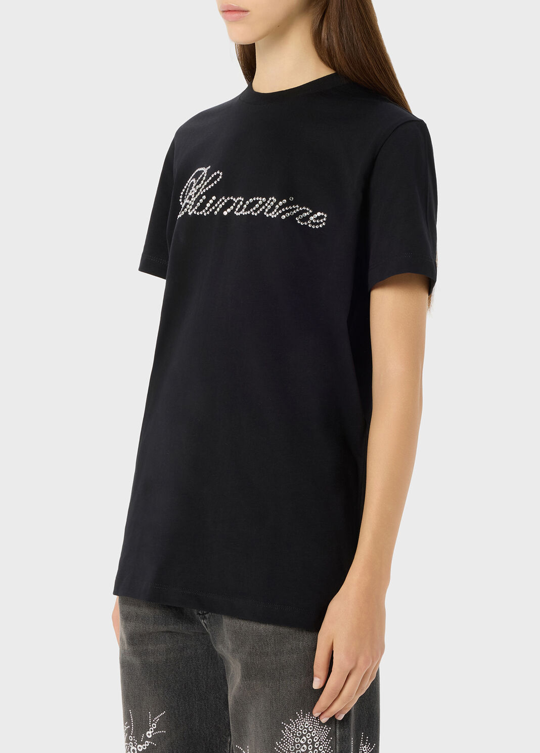 T-shirt with glass rhinestone logo  Blumarine - large image number 2