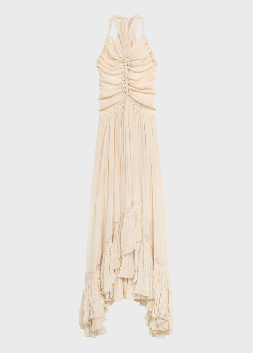 Long georgette dress with gathered detailing - Blumarine