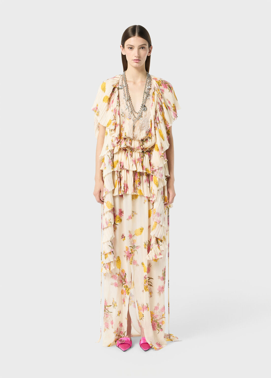 Long pleated georgette dress with print  Blumarine - large image number 3