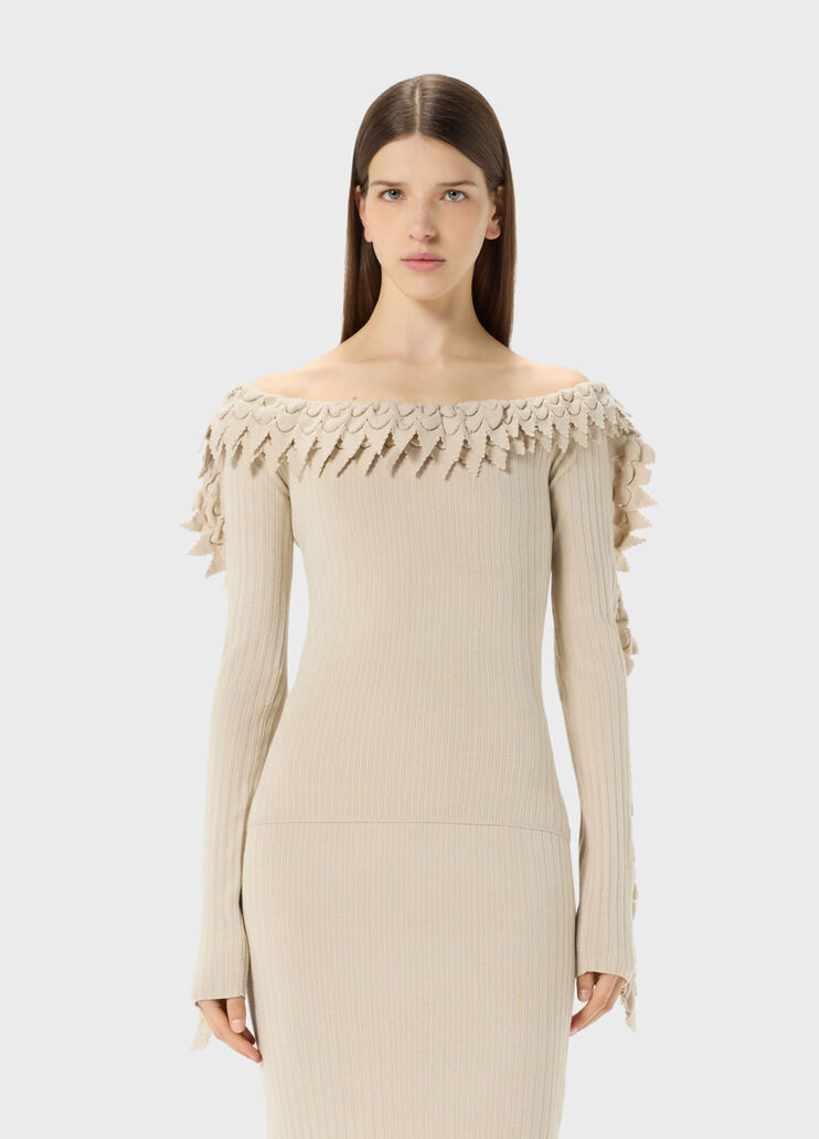 Rib-knit jumper with scalloped ruffles  Blumarine - medium