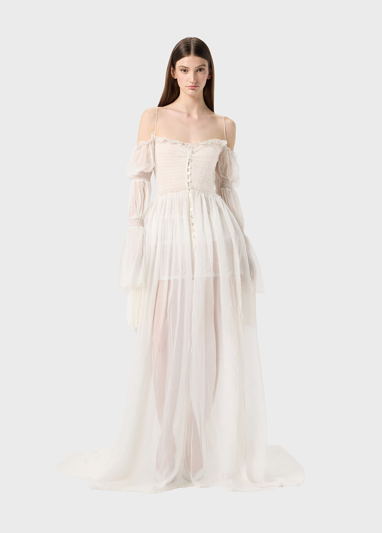 Long silk chiffon dress with buttons - Blumarine