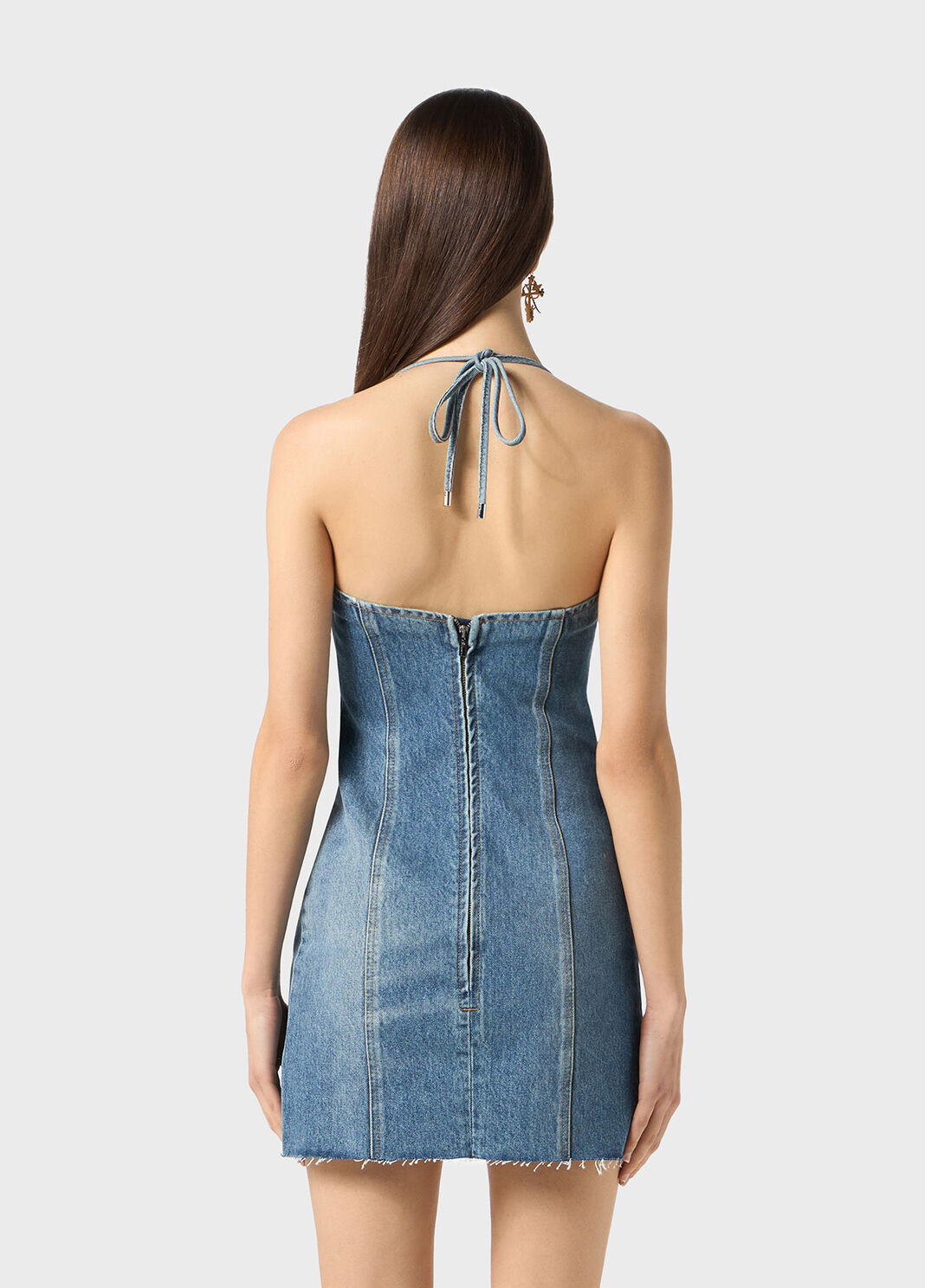 Distressed denim dress with fringes  Blumarine - large image number 1