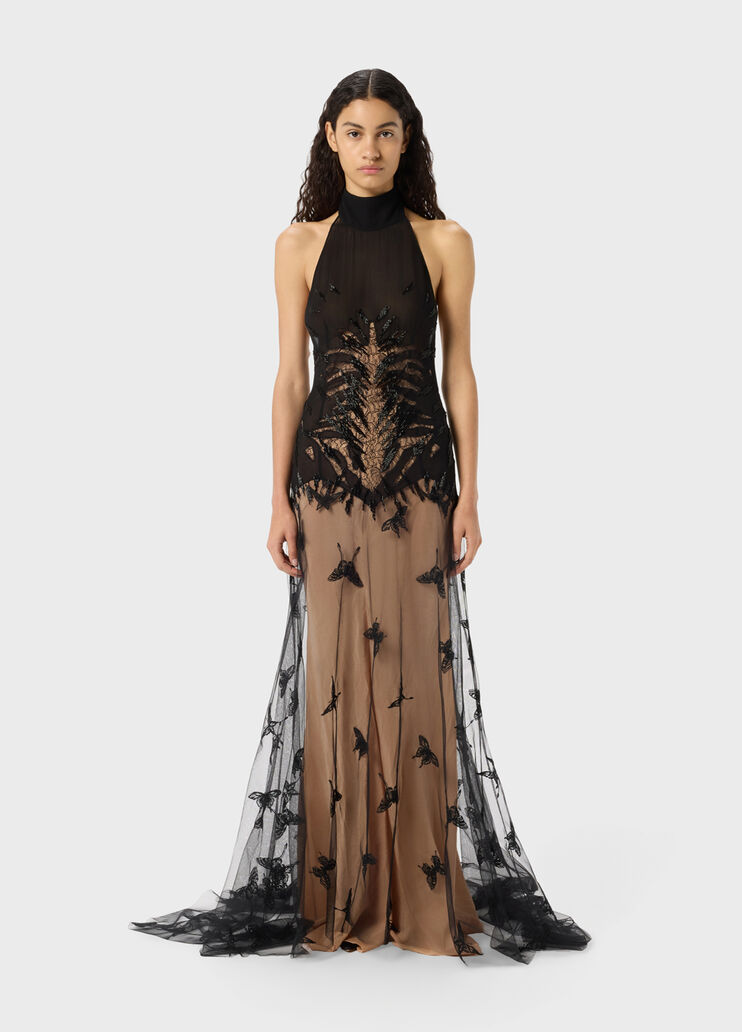 Long dress in georgette and tulle with embroidery  Blumarine - medium