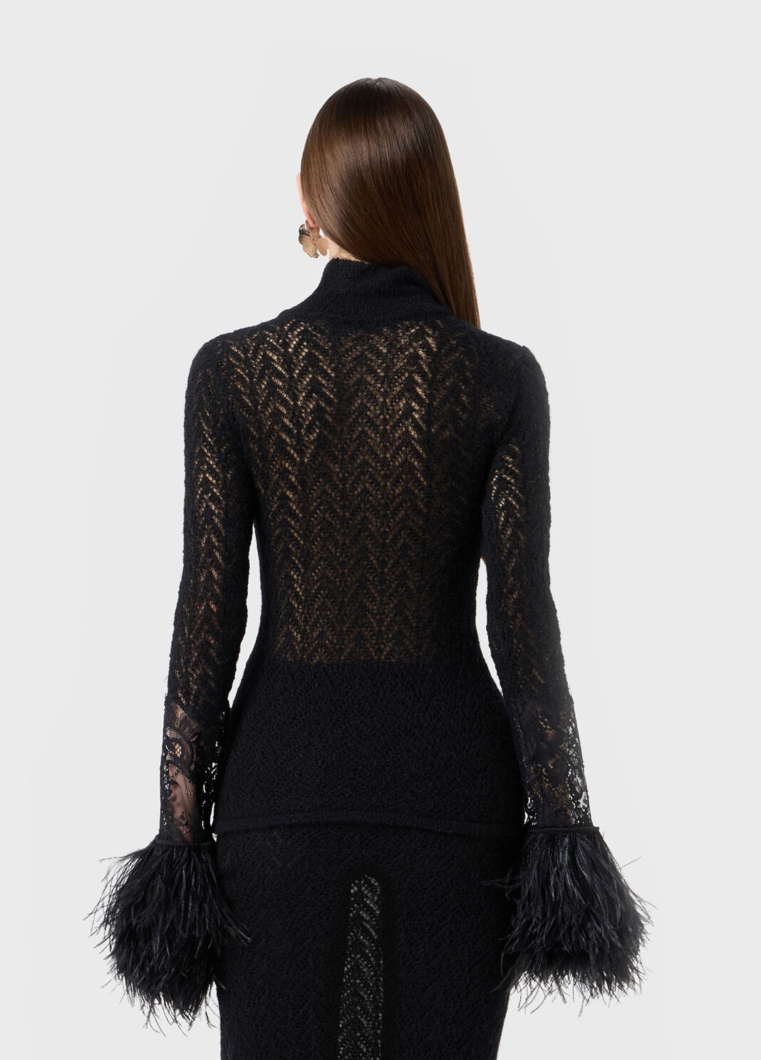 Lace and marabou feather overlay sweater  Blumarine - large image number 1