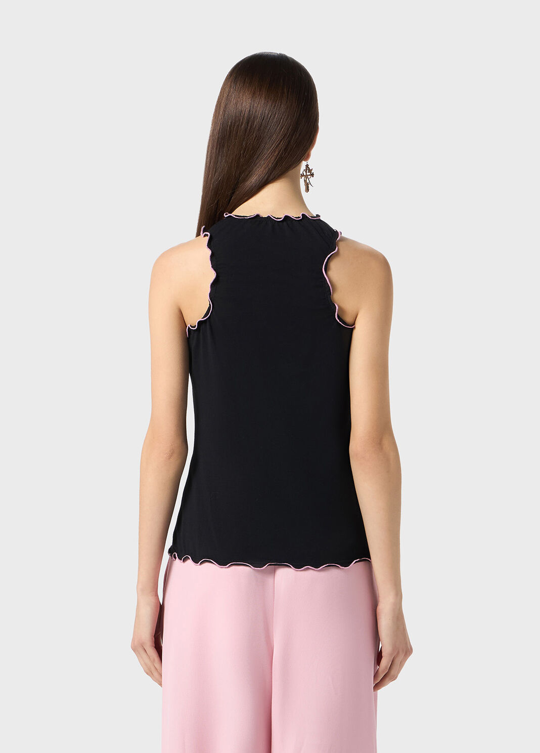 Jersey top with kitten print and ruffles  Blumarine - large image number 1