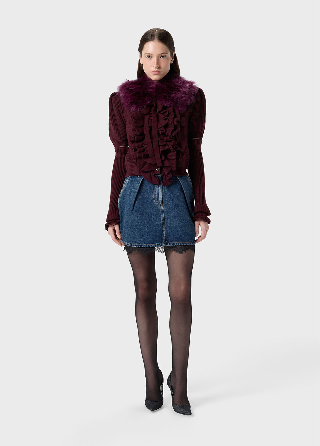 Kurzer Rock aus Denim mit Spitze  Blumarine - large image number 3