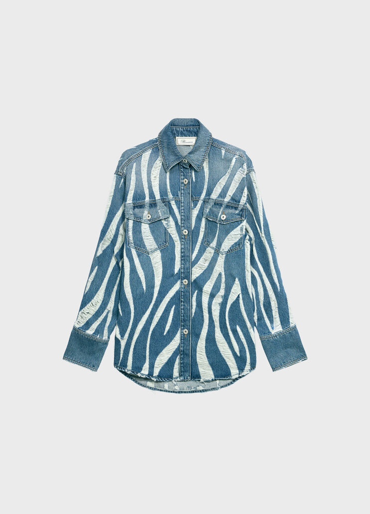 Oversized laser-etched denim shirt  Blumarine - medium