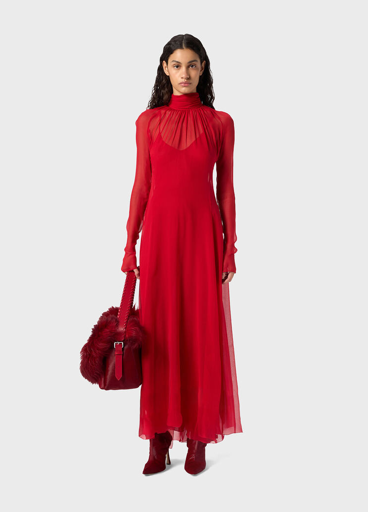 Long silk georgette dress with scarf  Blumarine - large image number 3