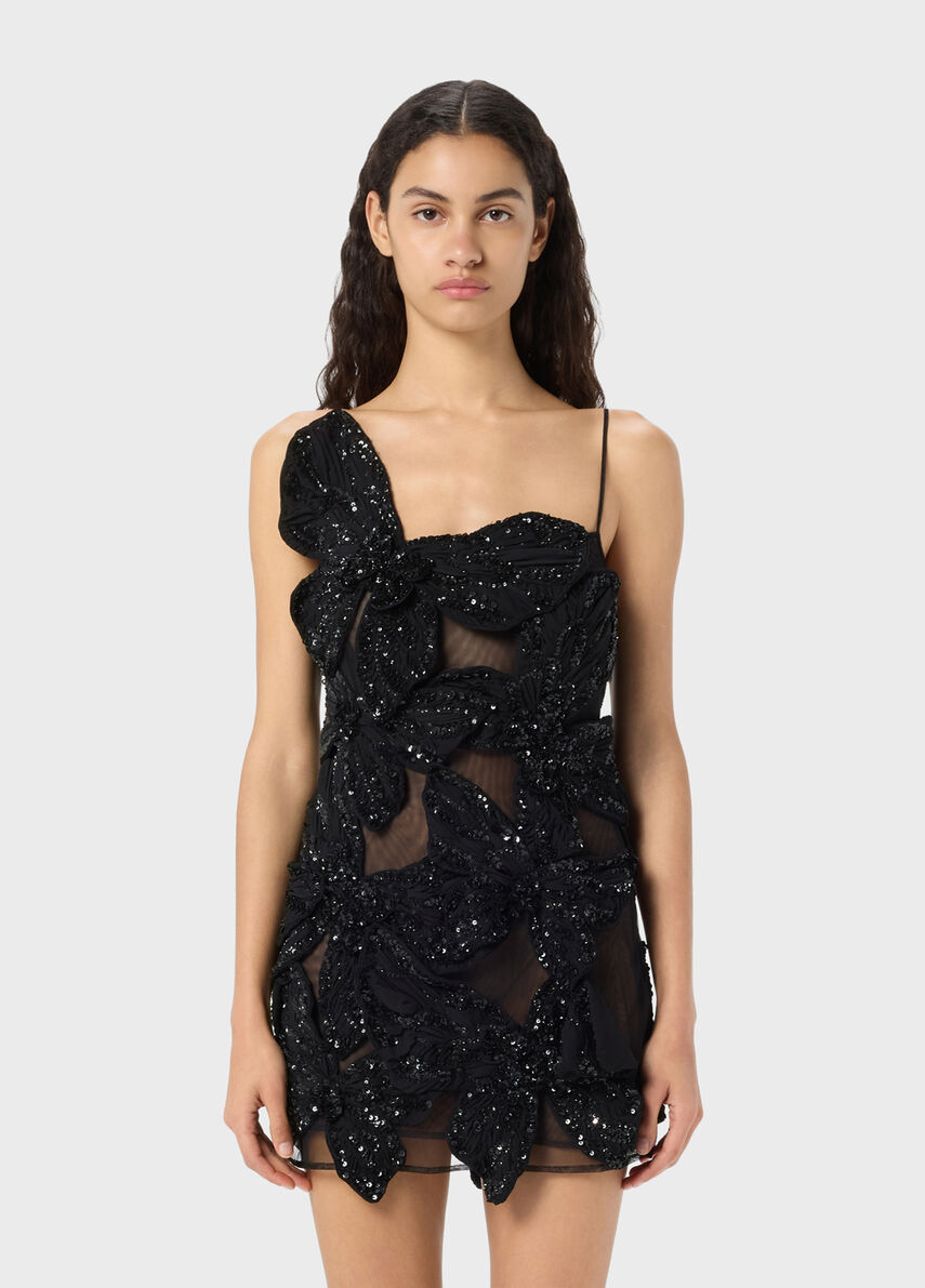 Short tulle dress with embroidered butterflies Short tulle dress with embroidered butterflies
