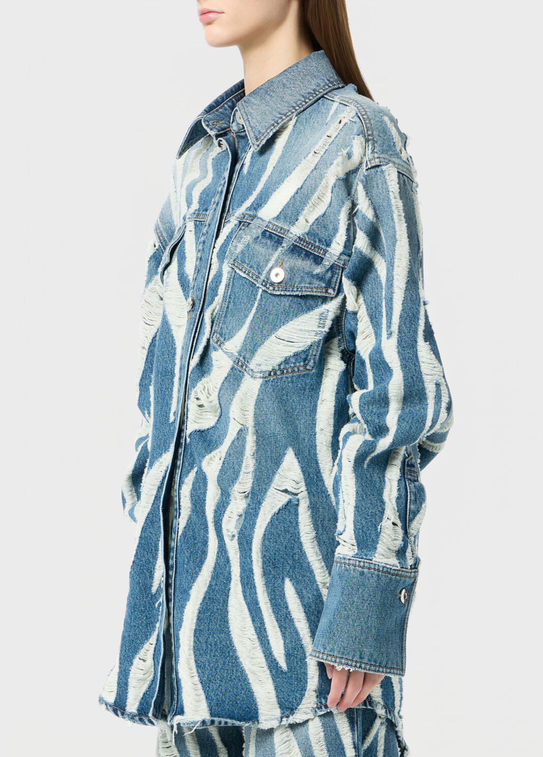 Oversized laser-etched denim shirt  Blumarine - large image number 2