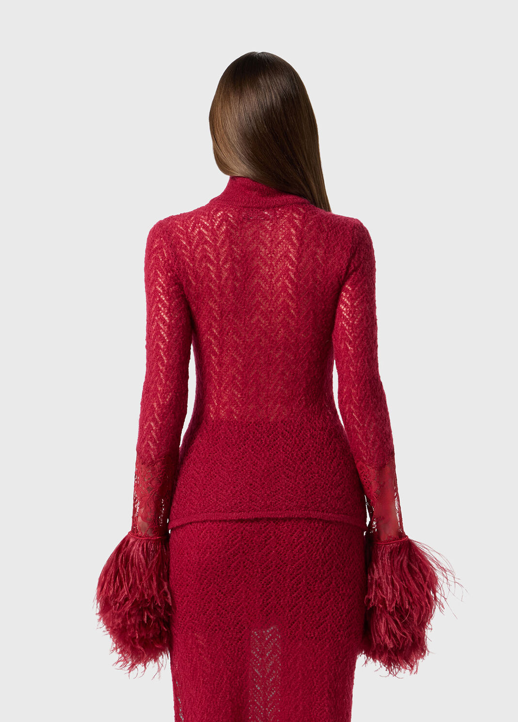 Lace and marabou feather overlay sweater  Blumarine - large image number 1