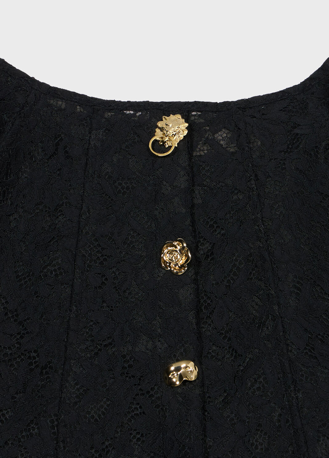 Rebrod&eacute; lace skirt with bejewelled buttons  Blumarine - large image number 6
