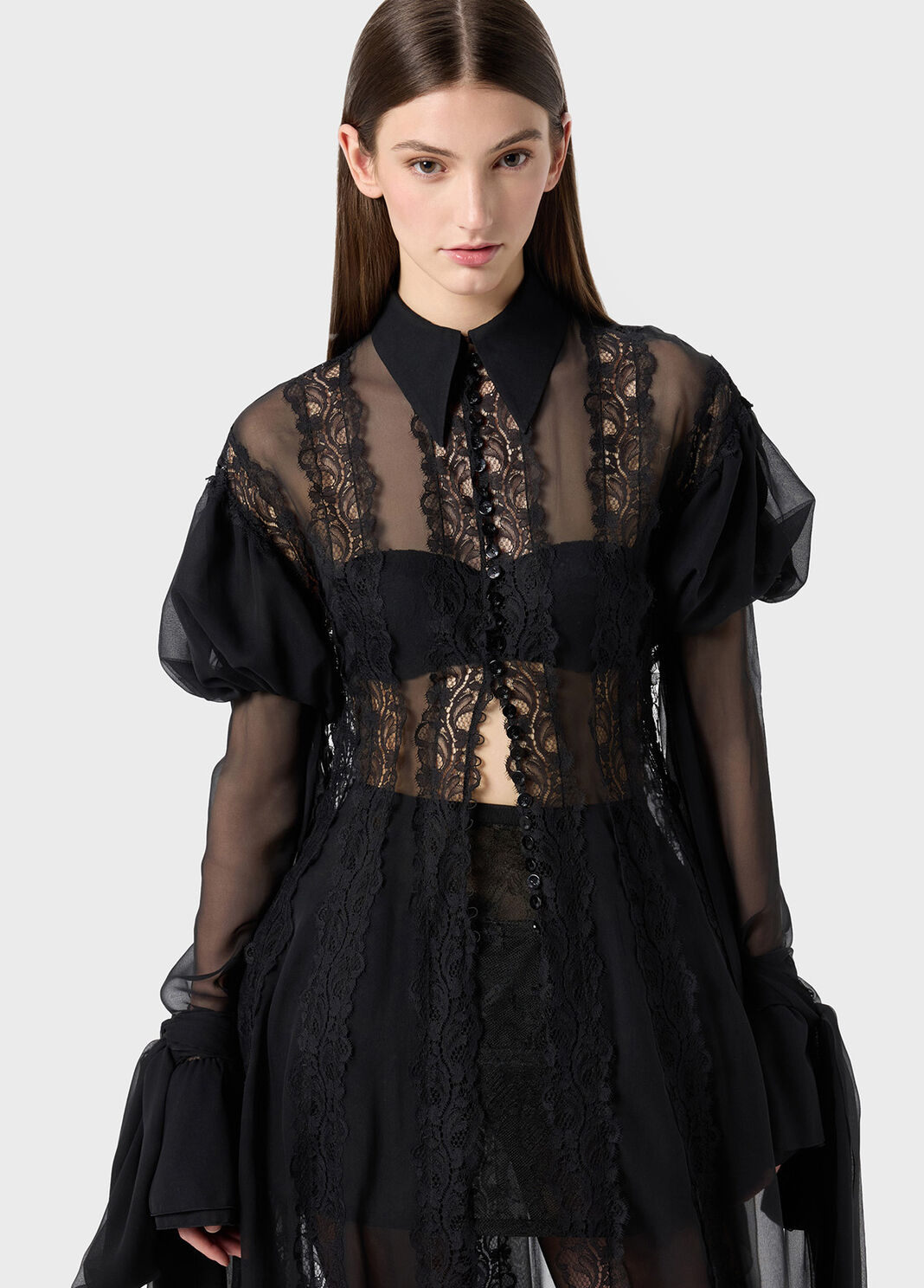 Chiffon and lace shirt dress  Blumarine - large image number 2