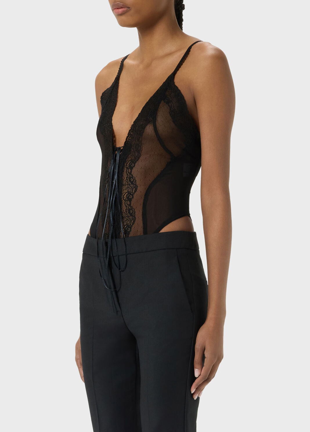 Marquisette and lace thong bodysuit  Blumarine - large image number 2