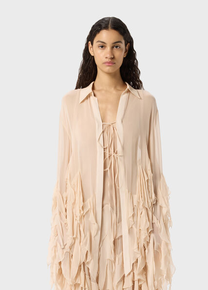 Asymmetric georgette blouse with ruffles - Blumarine