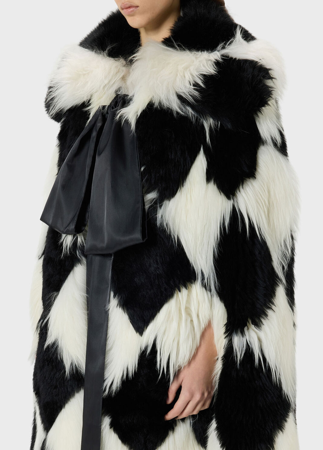 Two-tone intarsia fur cape with bow  Blumarine - large image number 2