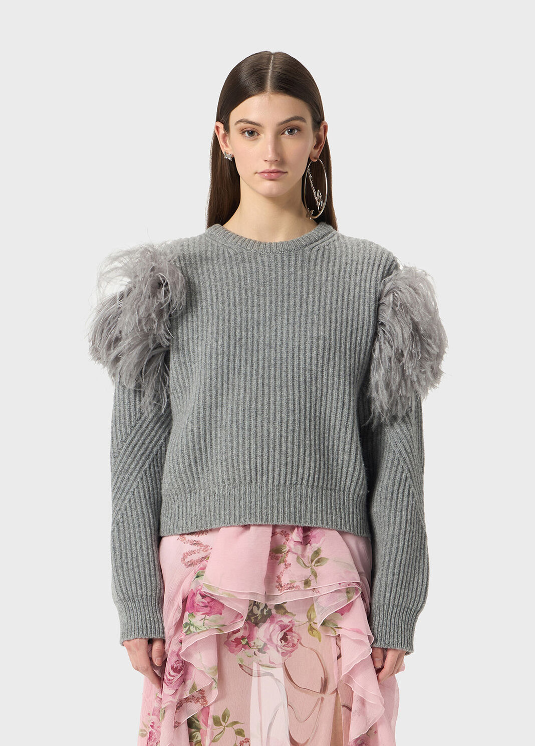 Ribbed wool sweater with feathers  Blumarine - large image number 0