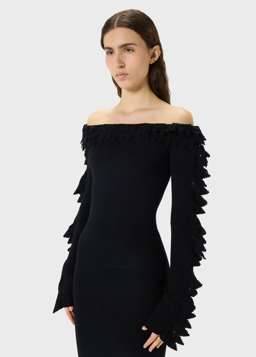 Jersey de punto acanalado con volantes festoneados  Blumarine - large image number 2
