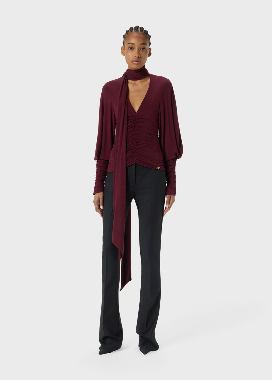 Jersey blouse with gathering and stole  Blumarine - large image number 3