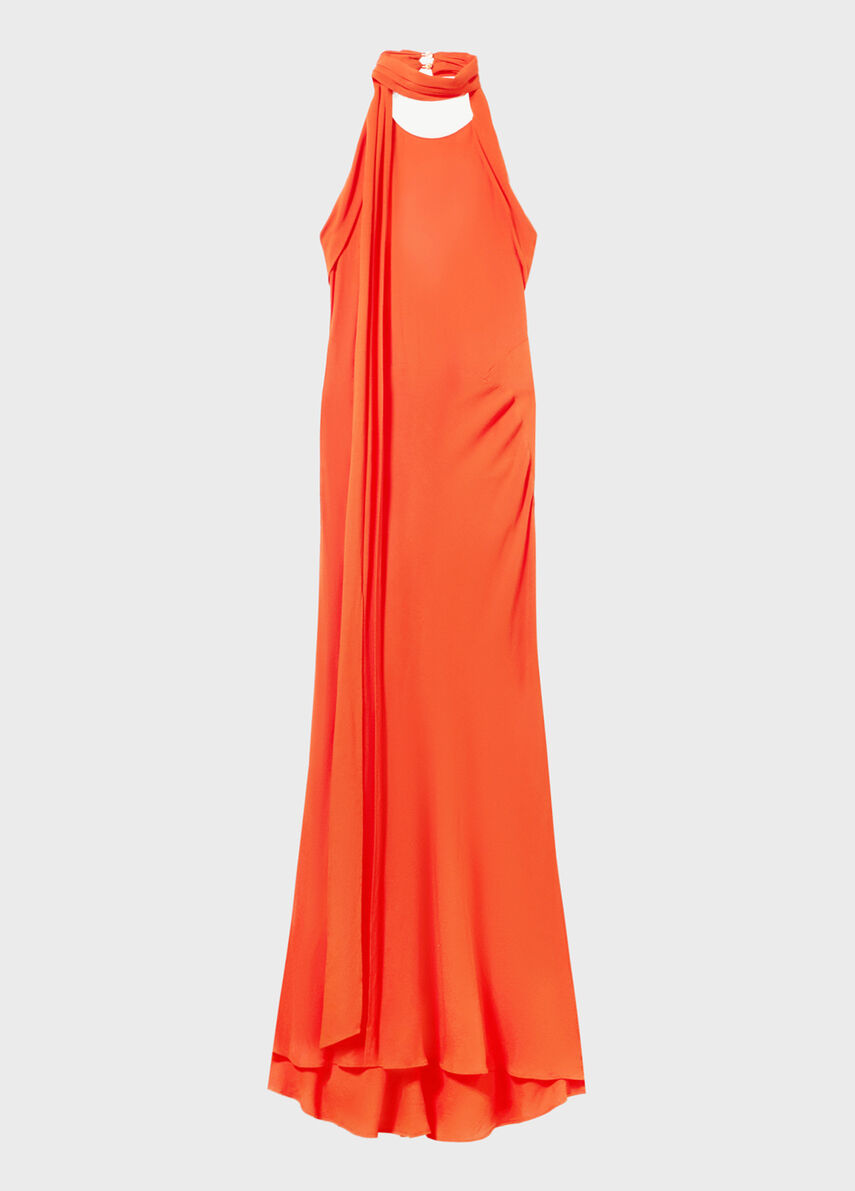 blumarine halter dress Long marocaine dress with pussy-bow