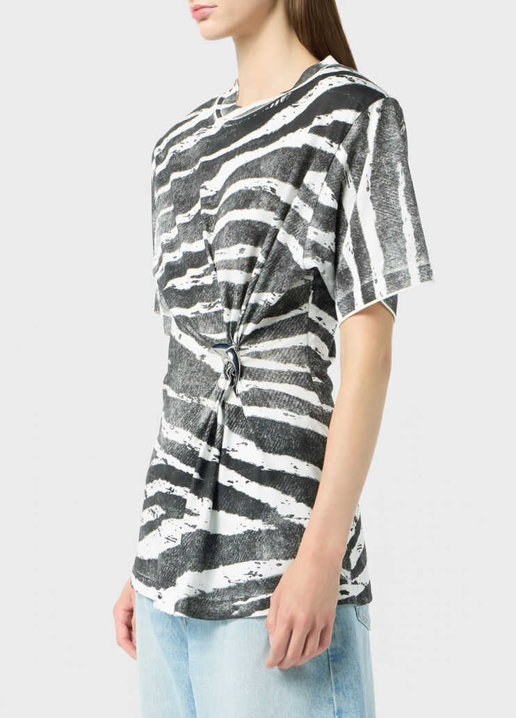 T-shirt in costina a stampa con delfino in metallo  Blumarine - large image number 2