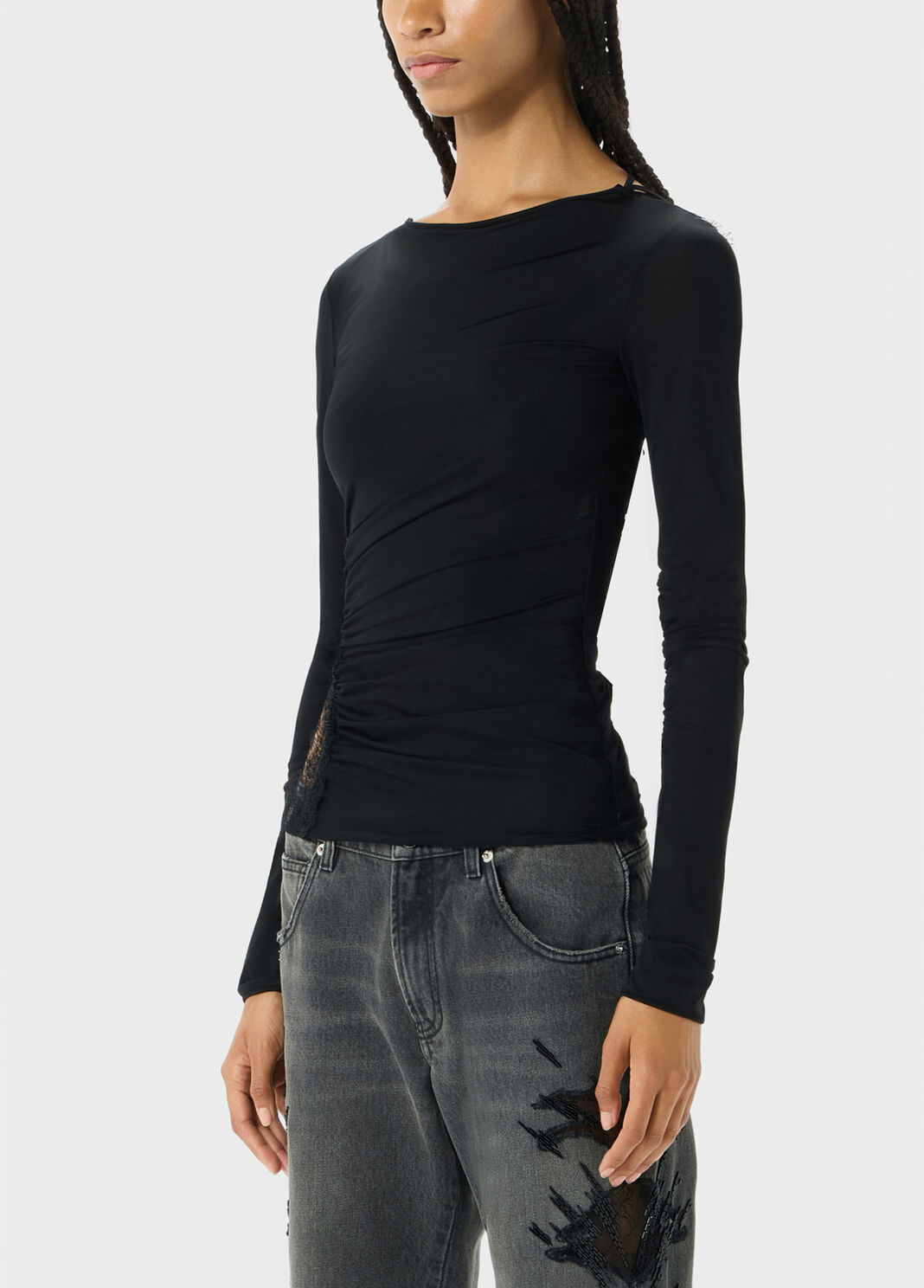 Jersey top with scalloped lace inserts  Blumarine - large image number 2