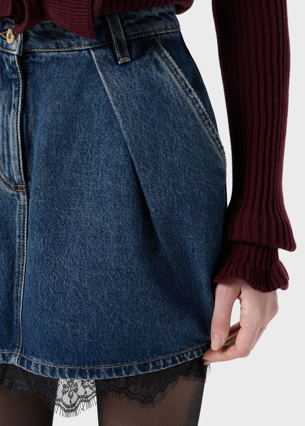Kurzer Rock aus Denim mit Spitze  Blumarine - large image number 2