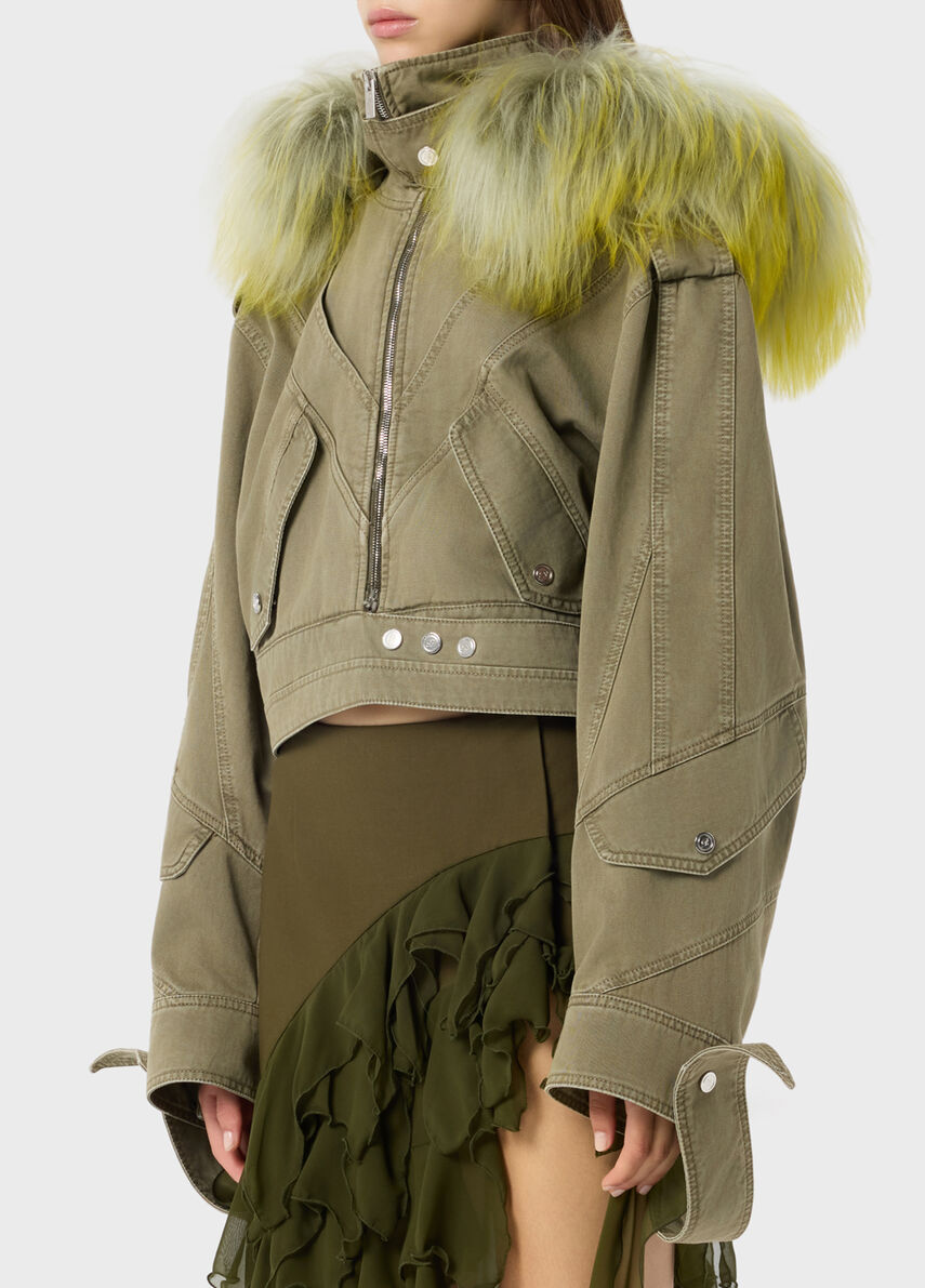 Cotton bull jacket with fur - Blumarine