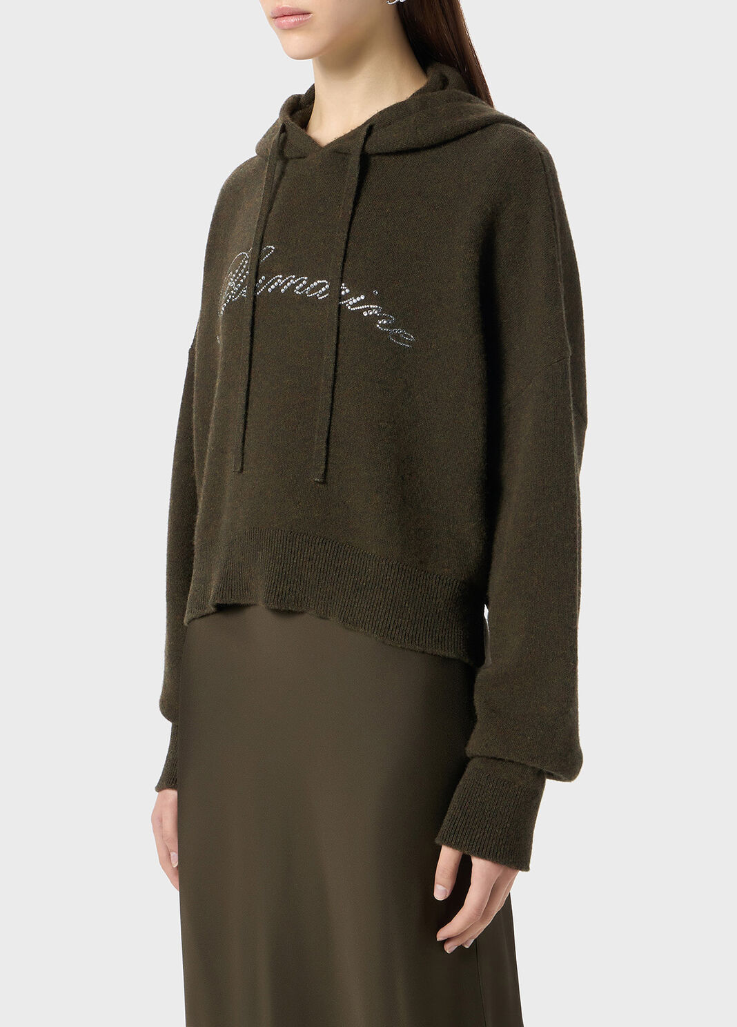 Wool hooded sweater with rhinestone logo  Blumarine - large image number 2