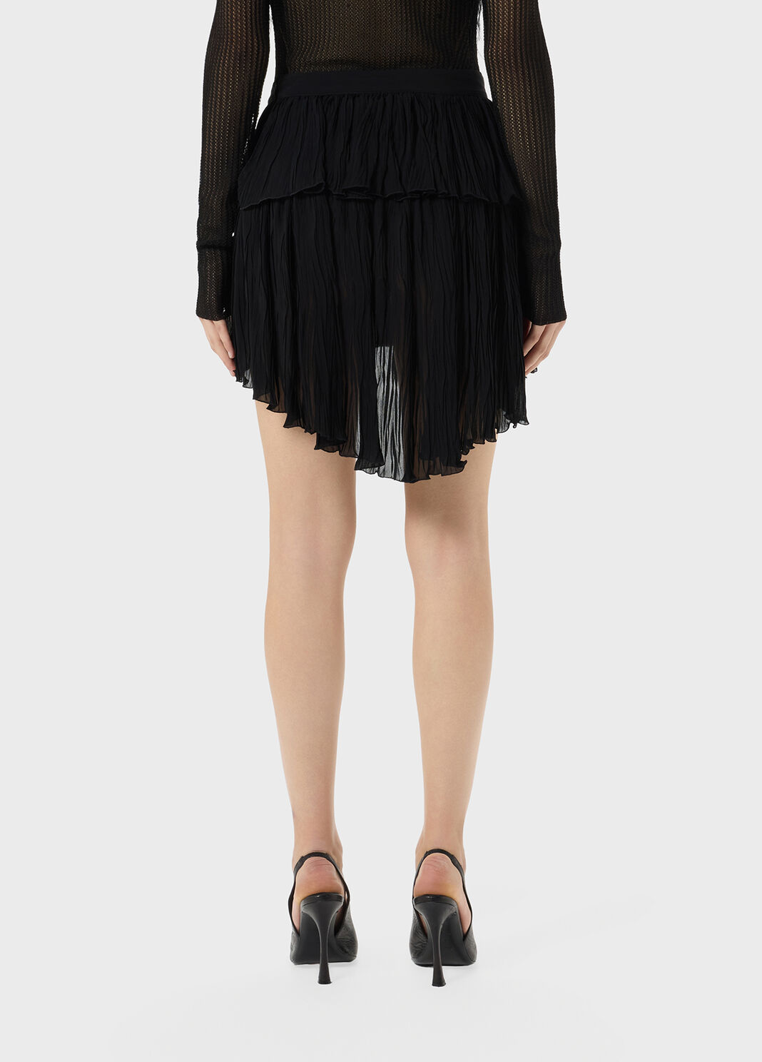 Falda asim&eacute;trica de georgette plisado con volante  Blumarine - large image number 1