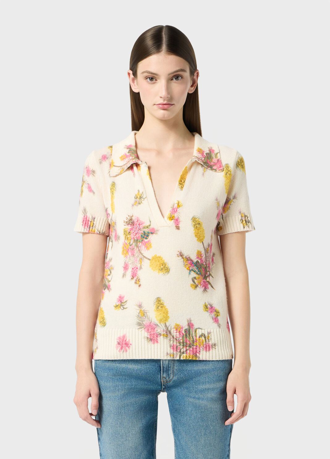 Printed wool polo-shirt with embroidery  Blumarine - large image number 0