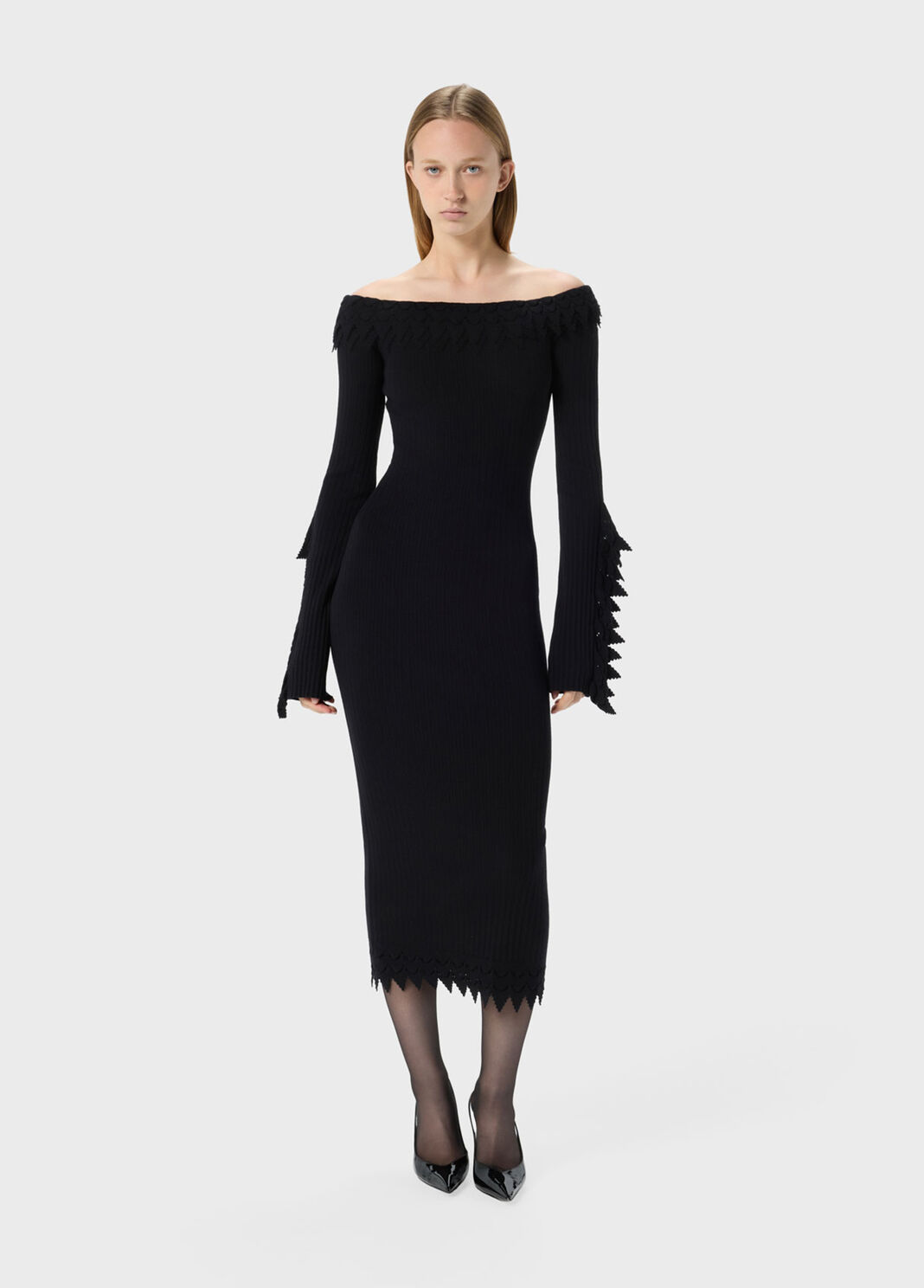 Knit off-the-shoulder dress with ruches  Blumarine - large image number 3