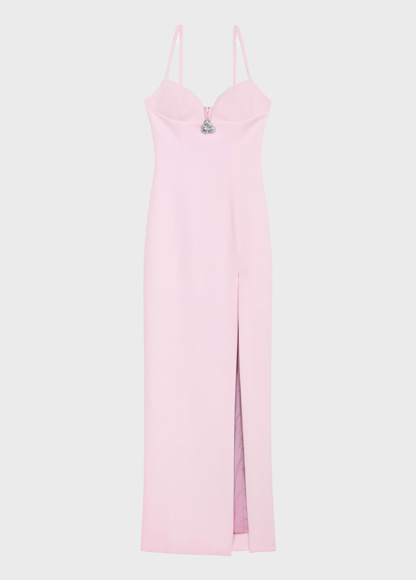 Long crepe dress with slit