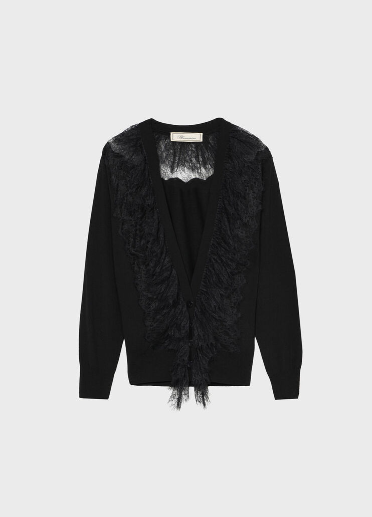Wool cardigan with lace flounced detailing  Blumarine - medium